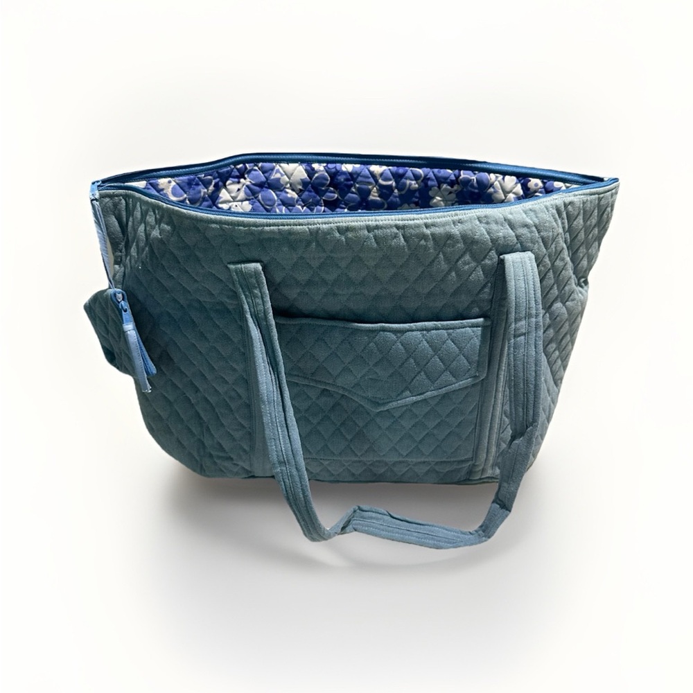 New! Naples Bag Co. Blue Quilted Shoulder Tote Bag 22”W X 14” H